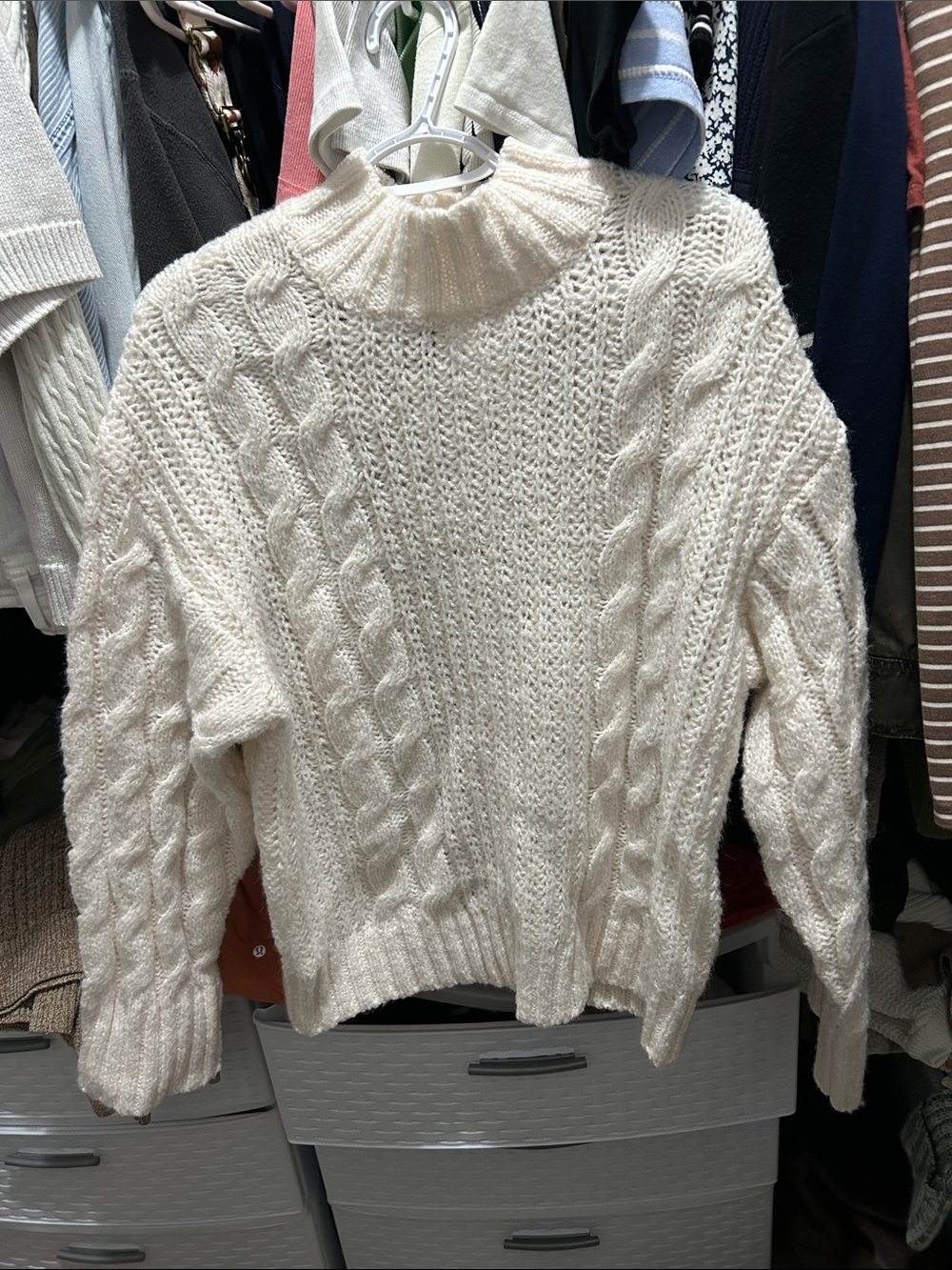 Chunky Cream Cable Knit Turtleneck Sweater